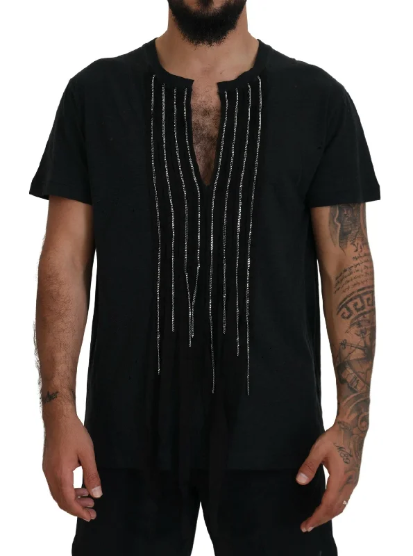 Dsqua²  Chain Embellished Cotton Short Sleeve Men's T-shirt