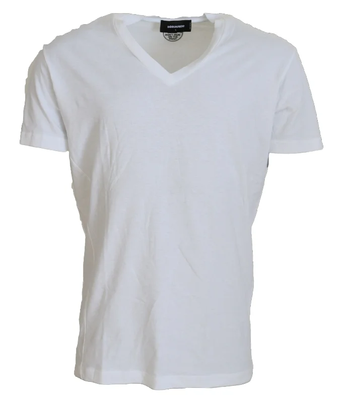 Dsqua²  Cotton Linen Short Sleeves V-neck Men's T-shirt