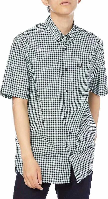 Gingham Short Sleeve Shirt In Brighton Blue