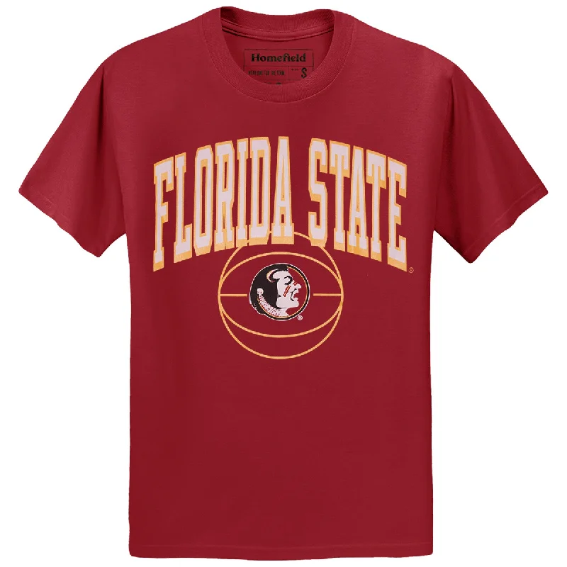 Homefield Men's Vault Florida State Seminole Logo Basketball Design Short Sleeve T-shirt - Crimson