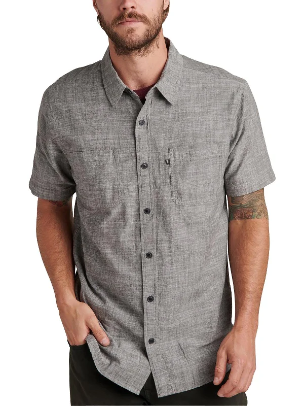 Hughes Mens Cotton Short Sleeves Button-Down Shirt