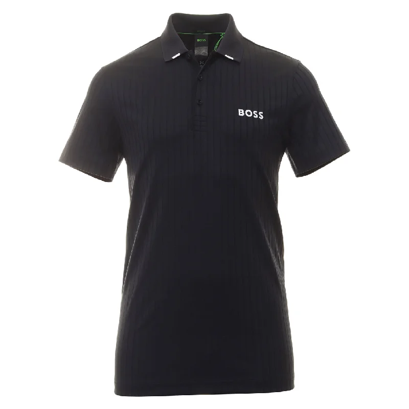 Hugo Boss Men's Paddytech Black Stretch Poly Short Sleeve Polo T-Shirt