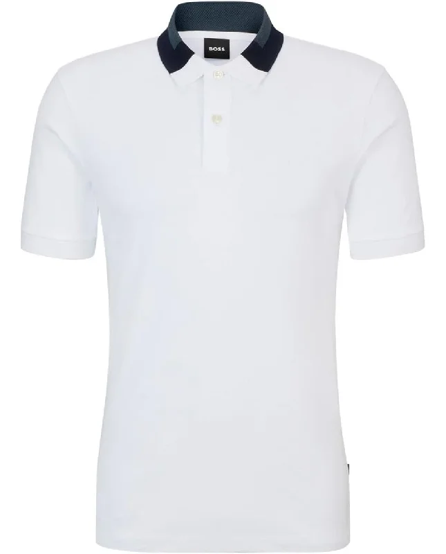 Hugo Boss Men's Phillipson 116 Contrast Short Sleeve Polo Shirt, White