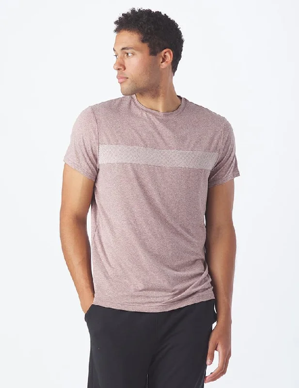 Ionian Short Sleeve: Mauve Heather and White Stripe