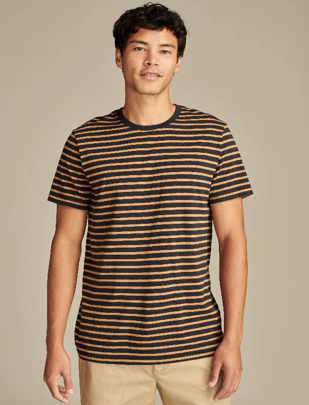 Lucky Brand Men's Supima Stripe Short Sleeve Crew Shirt