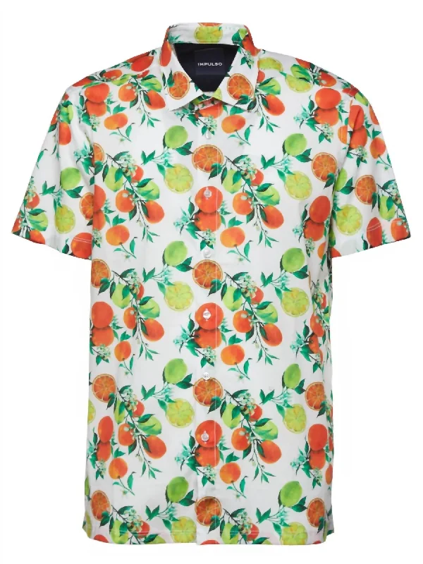 Men's Short Sleeve Shirt In Orange/citrus