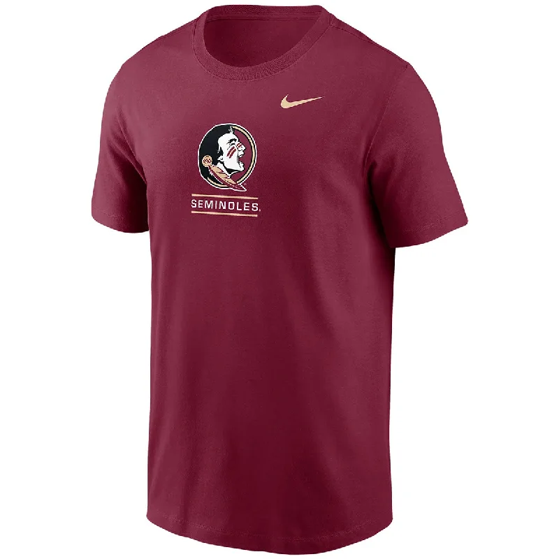 Nike Men's Seminole Logo/Seminoles Design Short Sleeve Cotton T-shirt - Garnet