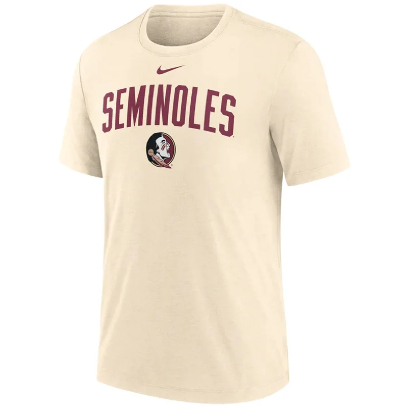 Nike Men's Seminoles/Seminole Logo Short Sleeve Tri-blend T-shirt - Natural