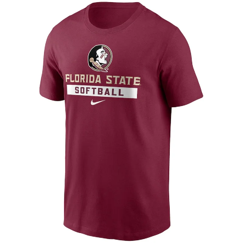 Nike Men's Seminole Logo/Florida State Softball Cotton Short Sleeve T-shirt - Garnet