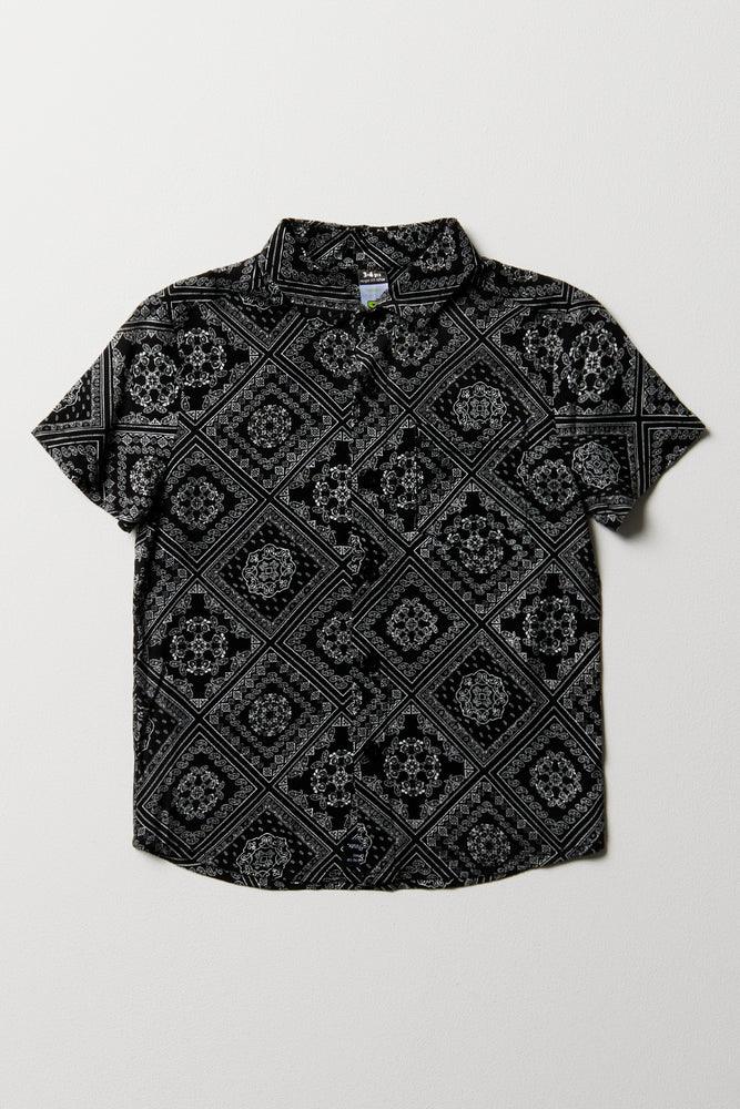 Paisley Short Sleeve Shirt Black