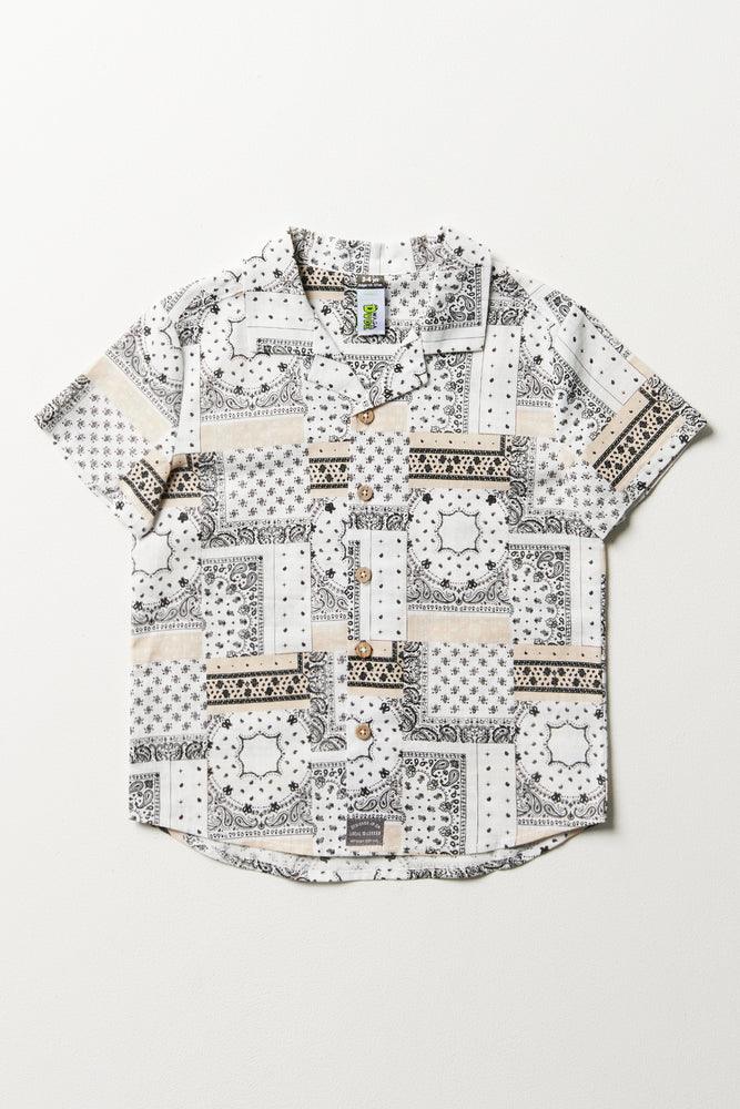 Paisley Short Sleeve Shirt Cream