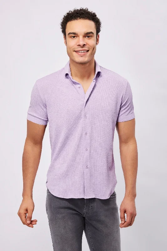 Purple Honeycomb Short Sleeve Jersey Knit