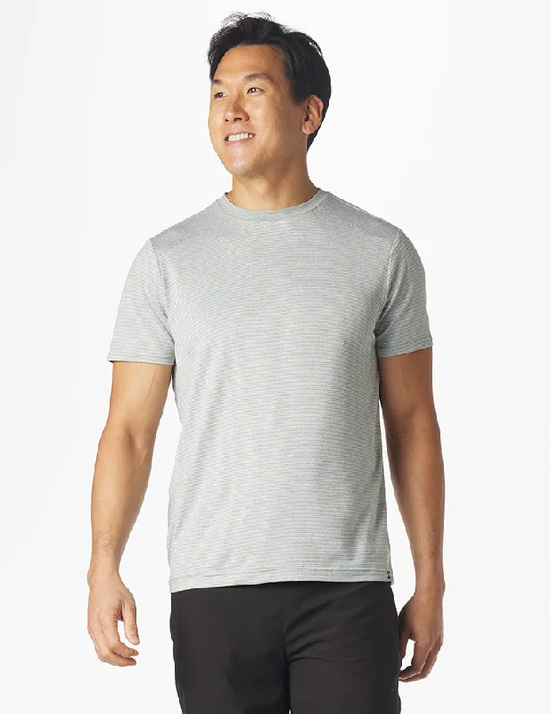 Salton Short Sleeve: Sage and White Stripe