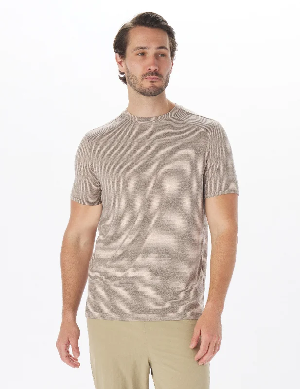 Salton Short Sleeve: Heather Espresso/Oatmeal Stripe