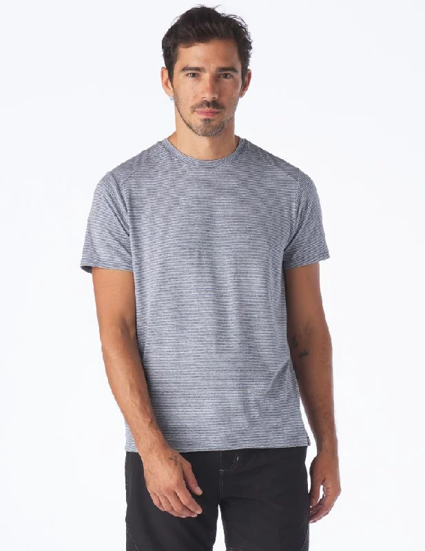 Salton Short Sleeve: Heather Indigo and White Stripe