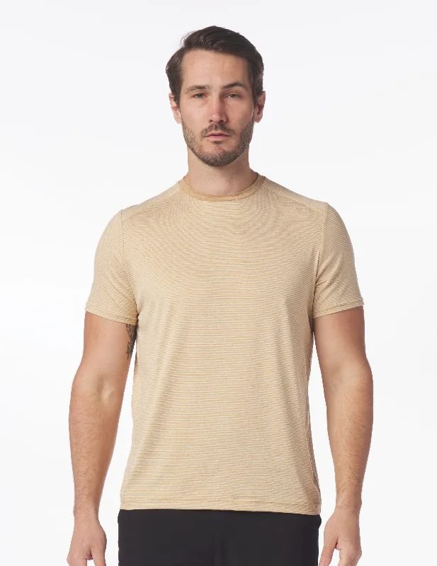 Salton Short Sleeve: Ochre Heather/White Stripe