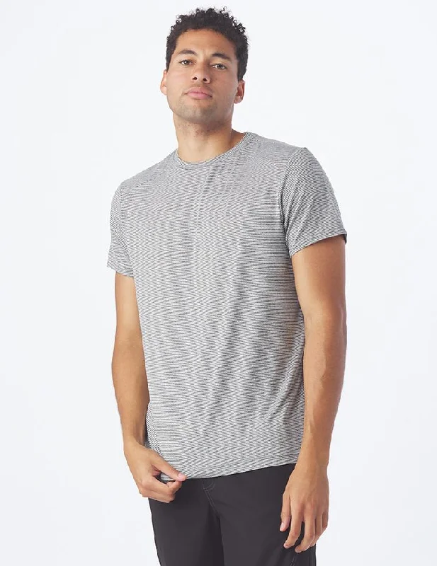 Salton Short Sleeve: Charcoal Heather and White Stripe