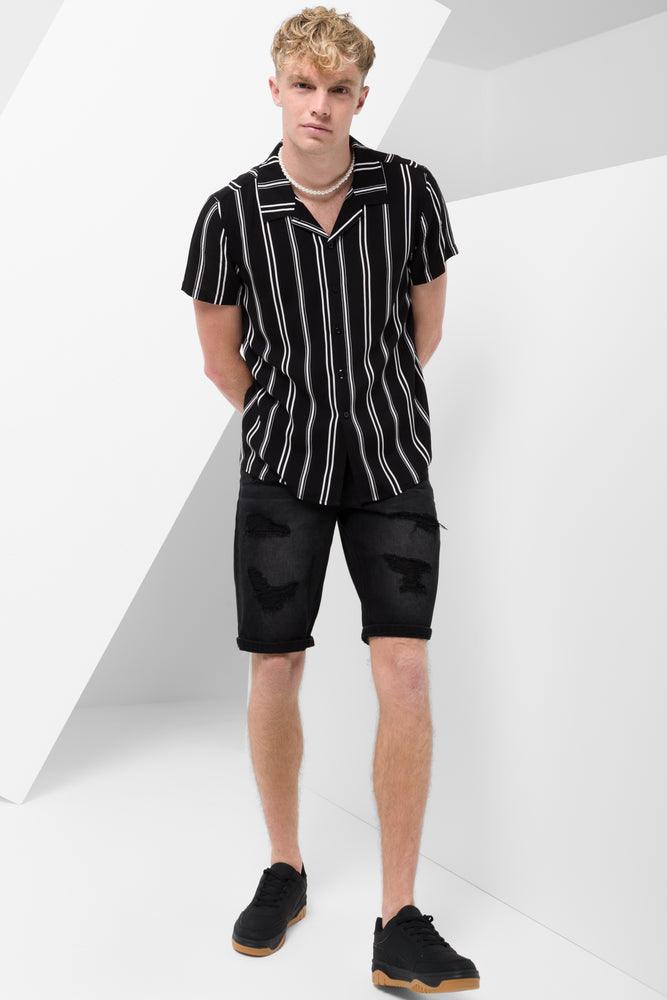 Stripe Short Sleeve Shirt Black