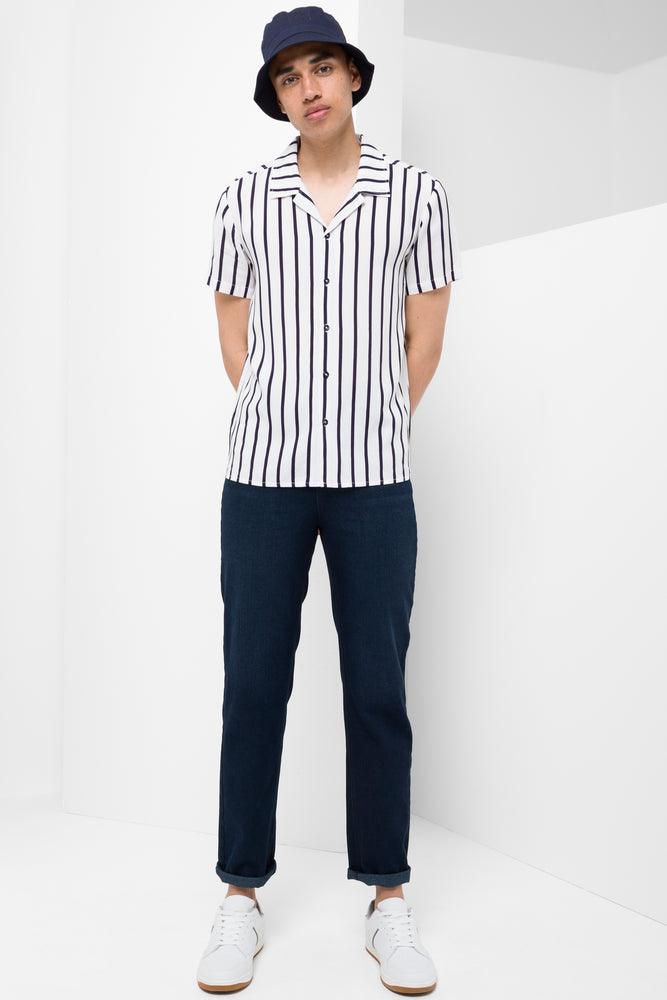 Stripe Short Sleeve Shirt Navy & White