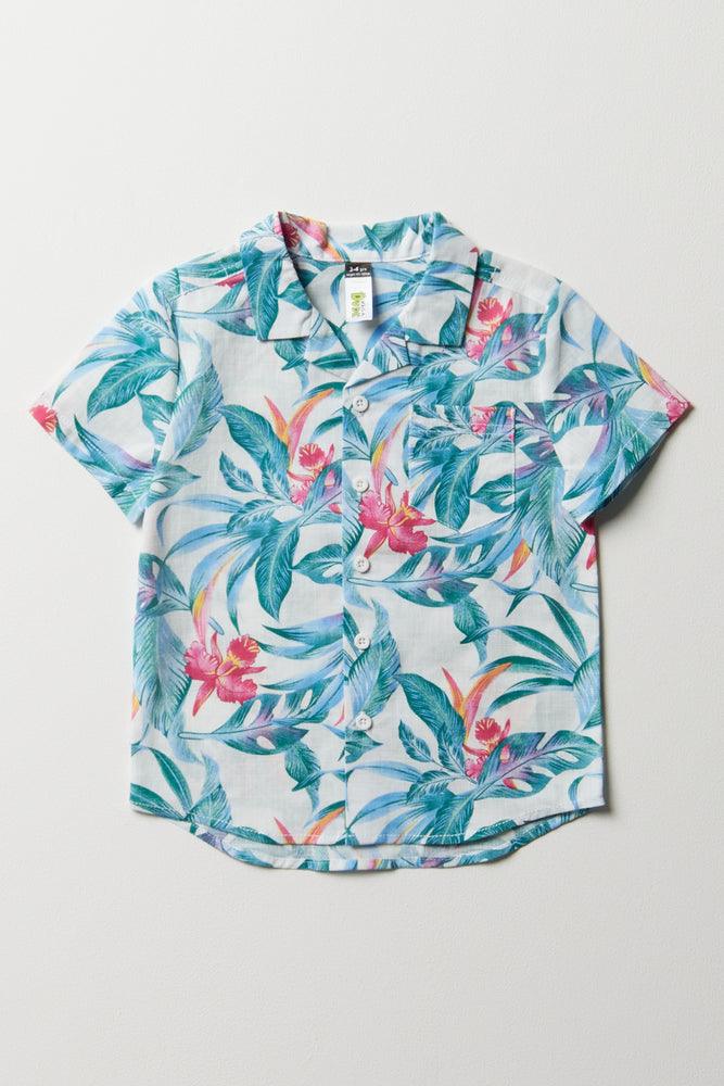 Tropical Short Sleeve Shirt White