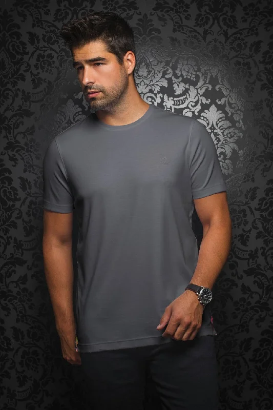 Au Noir Stretch Short-Sleeve Shirt | T-shirt Crew Neck - Michael Med Grey