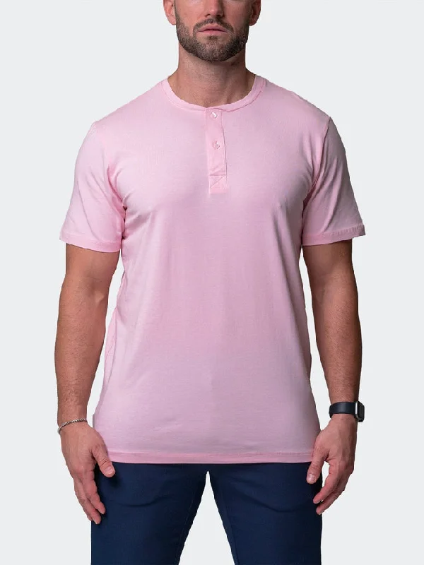 Maceoo Stretch Short-Sleeve Tshirts | Henley Core Pink