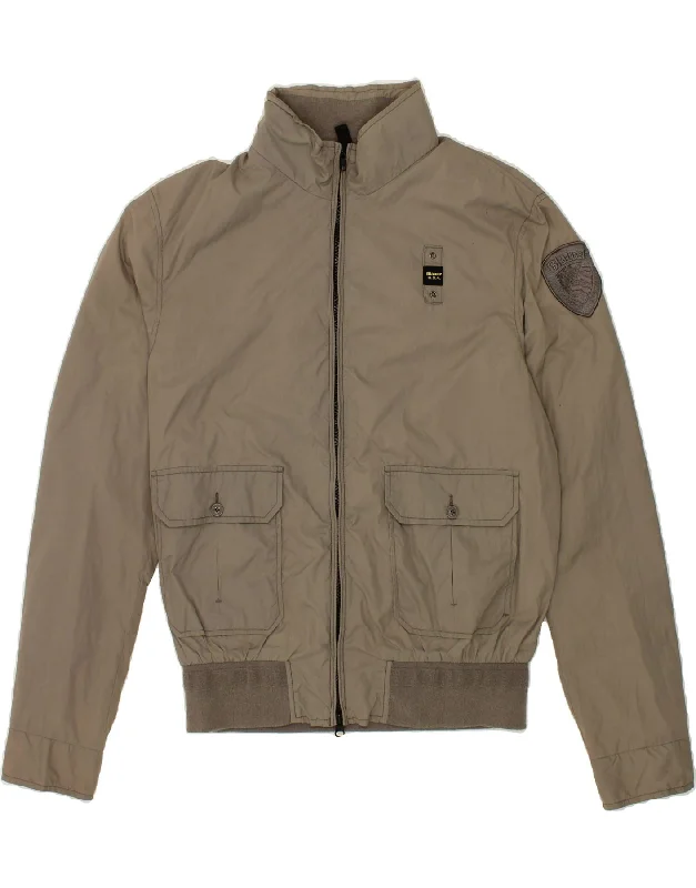 BLAUER Mens Bomber Jacket UK 44 2XL Khaki Polyamide