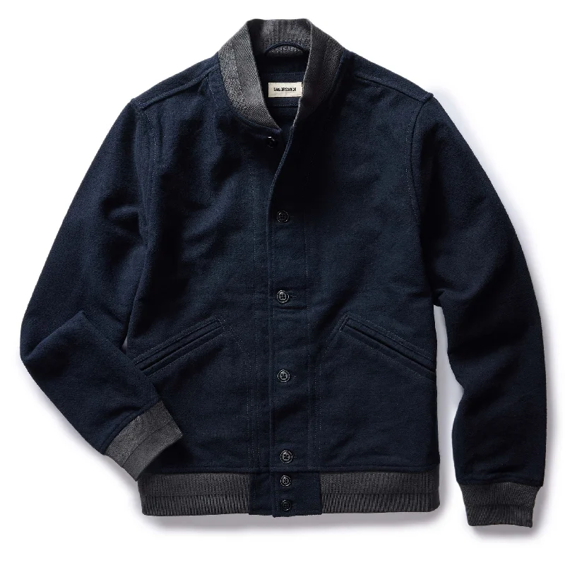 The Bomber Jacket in Dark Navy Moleskin