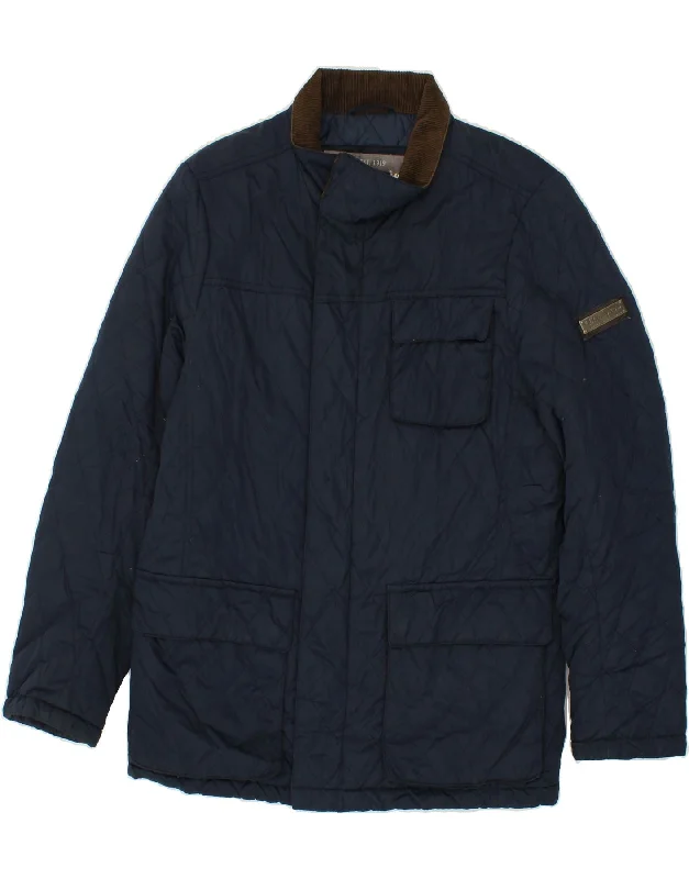 CHAMPION Mens Quilted Jacket UK 38 Medium Navy Blue Polyester