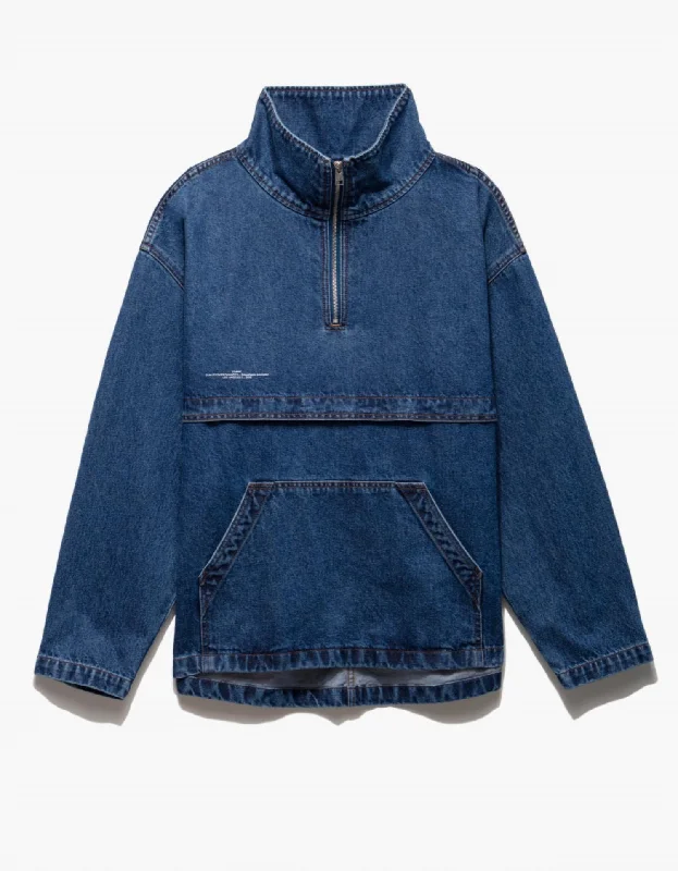 Denim Windbreaker Jacket In Blue Indigo