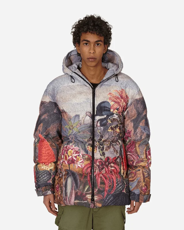 Botanical Landscape Puffer Jacket Multicolor