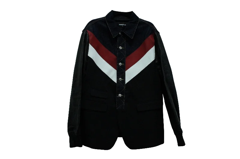 Dsquared Chevron Print Denim Jacket in Multicolor Cotton