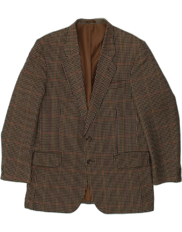 FARAH Mens 2 Button Blazer Jacket UK 42 XL Brown Check Wool