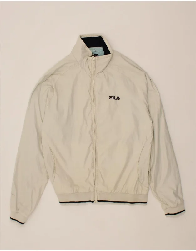 FILA Mens Bomber Jacket IT 52 XL Off White Polyester