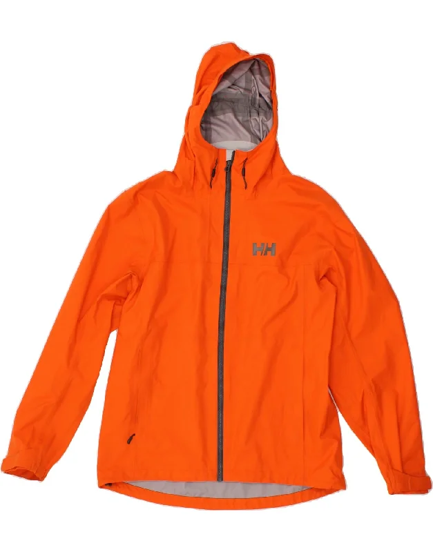 HELLY HANSEN Mens Hooded Rain Jacket UK 40 Large Orange Polyamide