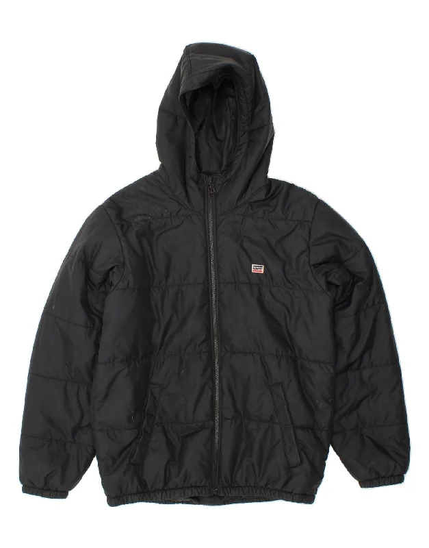 LEVI'S Mens Hooded Padded Jacket UK 38 Medium Black Polyester