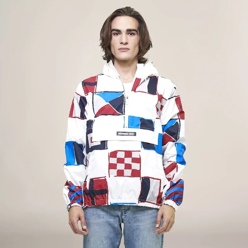 Men's Flag Print Pullover Windbreaker Jacket