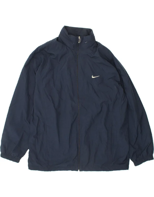 NIKE Mens Rain Jacket UK 44 2XL Navy Blue Polyester