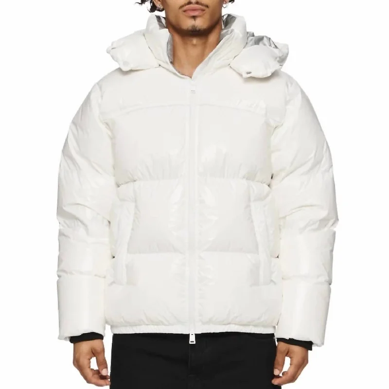 Nylon Down Puffer Jacket In Snow White