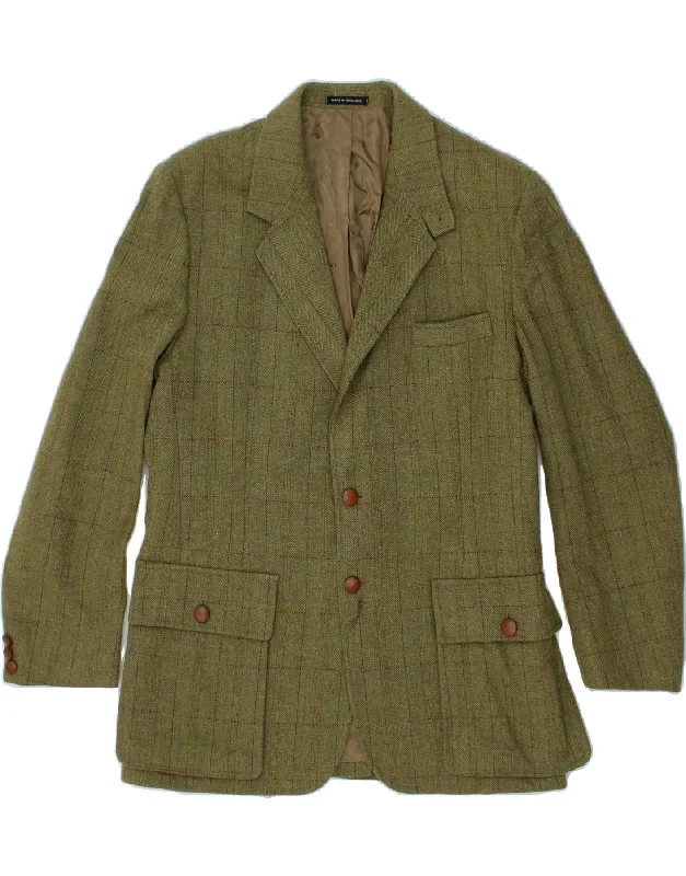 ORVIS Mens 2 Button Blazer Jacket UK 42 XL Khaki Check New Wool