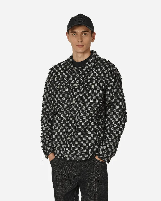 Curfew Checker Trucker Jacket Black