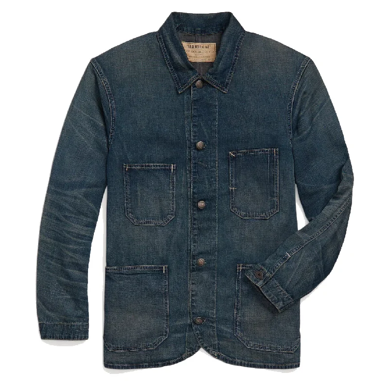 RRL by Ralph Lauren Cotton-Linen Denim Engineer Jacket Torrington Wash