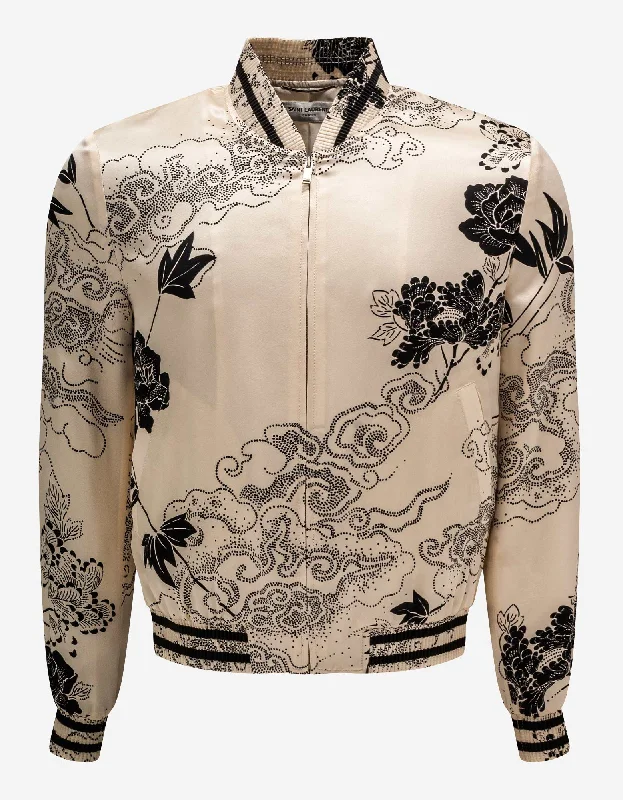 Saint Laurent Cloud Motif Silk Satin Teddy Jacket