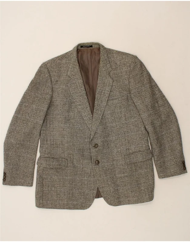 ST MICHAEL Mens 2 Button Blazer Jacket UK 46 3XL Grey Check New Wool