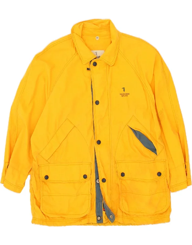 TRUSSARDI Mens Windbreaker Jacket IT 50 Large Yellow Cotton