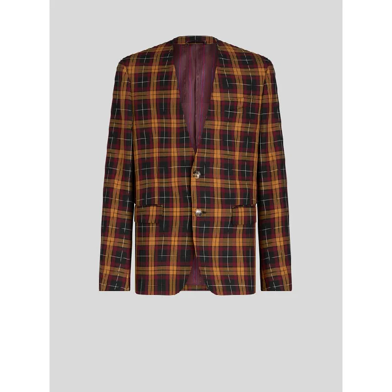 TWO-BUTTON MAXI CHECK JACKET