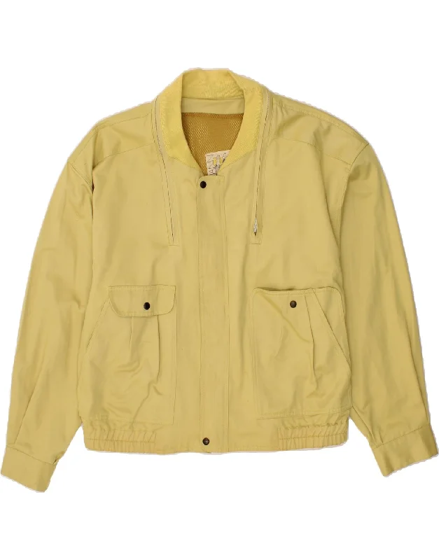 VINTAGE Mens Bomber Jacket UK 40 Large Yellow Cotton