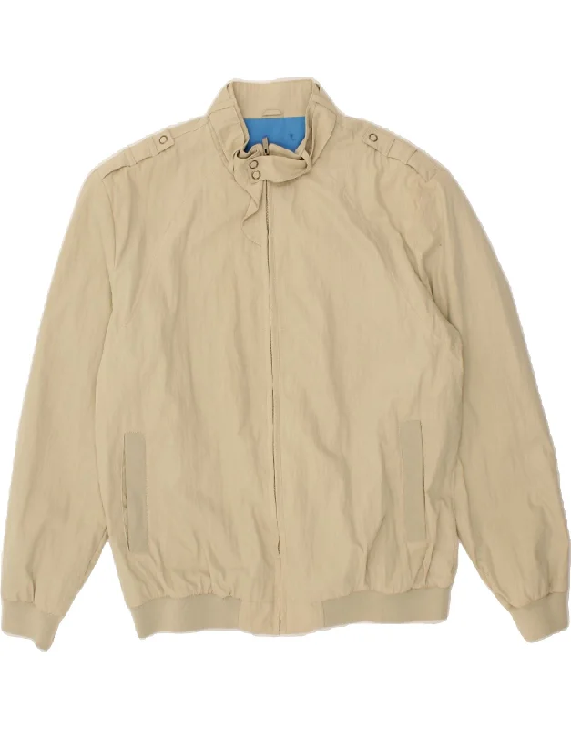 VINTAGE Mens Bomber Jacket UK 42 XL Beige Cotton