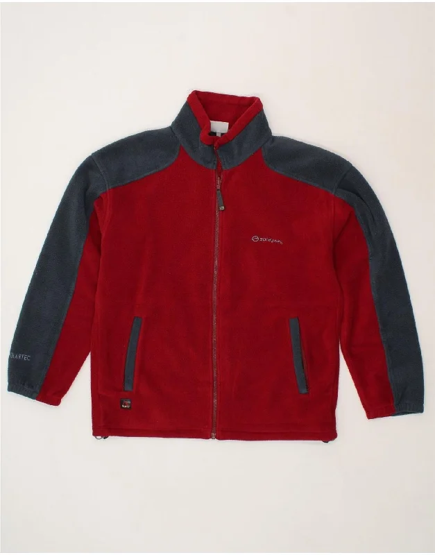 VINTAGE Mens Fleece Jacket UK 38 Medium Red Colourblock Polyester