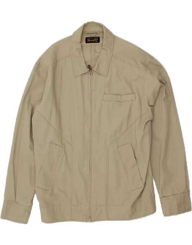 WRANGLER Mens Bomber Jacket UK 44 2XL Beige Cotton